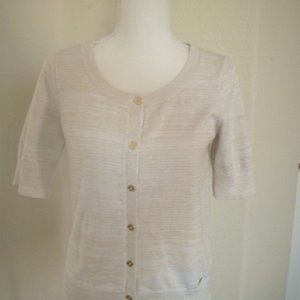 Nautica Short Sleeve Gold/White Cardigan/Top